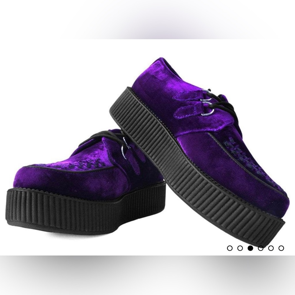Purple velvet TUK platform creepers size 9